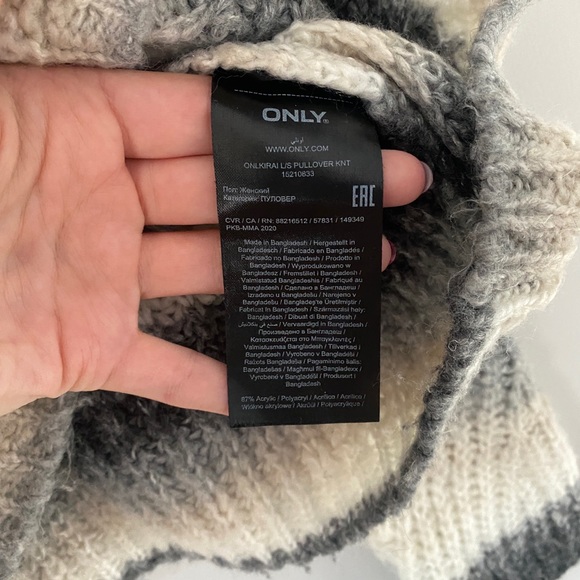 ONLY Grey Striped Knit Sweater - Picture 4 of 4